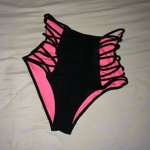 COPY - PINK High Waisted Criss Cross Black Bikini…
